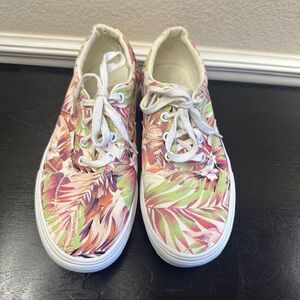 Vans Tropical Floral Pink Green Canvas Sneakers